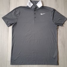 Nike Golf Dri-FIT Polo Shirt Grey White Collar L Standard Fit Performance Top