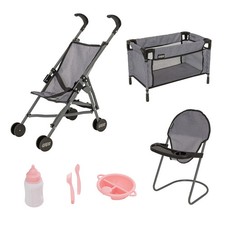 Mamas & Papas 7pc Kids Dolls Nursery Bundle Grey Set 3 5 Years