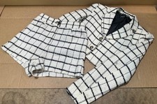 Zara Tweed Black & White Cropped Blazer & Shorts Set - Pre Owned - Free Postage 