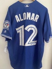 Roberto Alomar Autographed Blue Jays Majestic Jersey PSA/DNA 40th Season PATCH