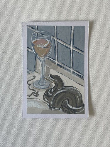 Aceo original art wine - art, glass