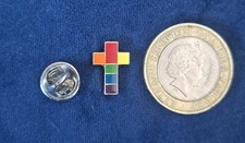 Rainbow Cross Pin Badge