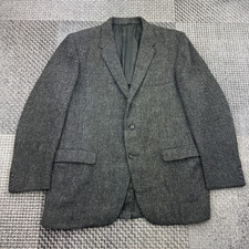 Vintage Harris Tweed Blazer Dark Grey Flecked Wool Country Squire USA Label 40R