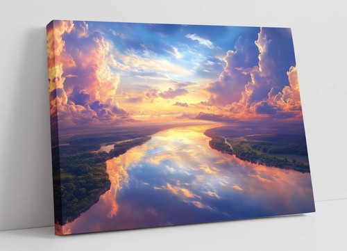 Pastel pink river landscape - pink,