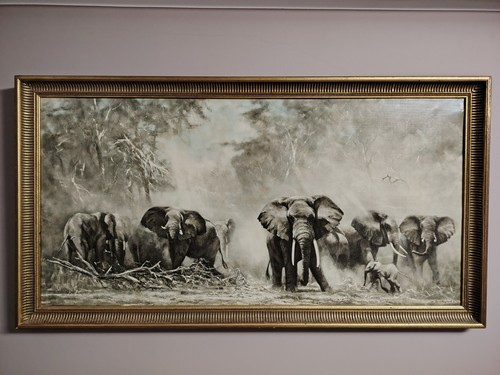 Large framed african elephants - framed,