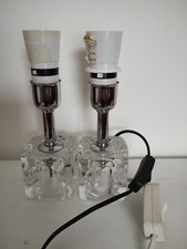 Pair Vintage Glass Cube Table