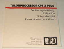 Jobo Colorprocessor CPE 2 Plus Instructions Manual