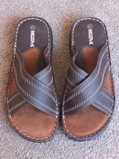 Moza-X Mens Brown Slip On Sandals Size 7 Wide Fit