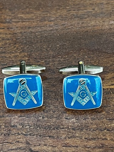 Masonic cufflinks blue - blue, enamel