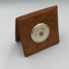 Vintage Desk Travel Thermometer Faux Leather