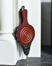 Traditional Rounded Wooden & PU Leather Fire Bellows With Brass Detailing