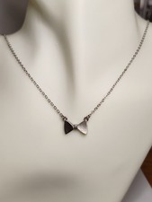 TED BAKER SILVER PLATED CZ Paved Bow Pendantn 18" Chain Necklace In mesh bag