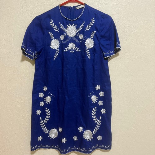 Zara royal blue embroidered - zara,