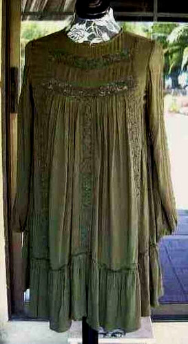 Green crinkle dress - green,