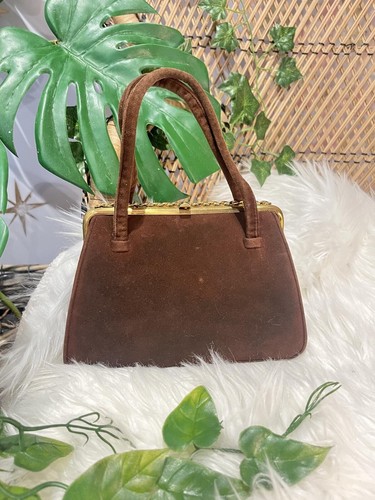 Vintage brown suede handbag - vintage,
