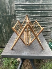 Vintage Bamboo Folding Magazine Rack Mid Century 
