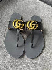 Gucci GG Black Leather Thong
