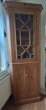 Pine corner display cabinet