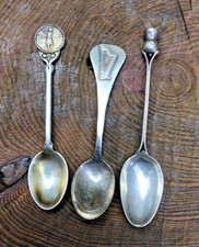 Antique vintage Silver spoons inc harp golf thistle 4" long 34g art nouveau