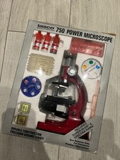 Vintage 1984 Tasco 750 Power Microscope plus extra slide making kit
