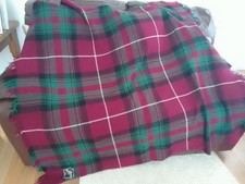 THE CLAN RUG Made In Great Britain  WOOL BANKET THROW Green Red Tartan  Camper