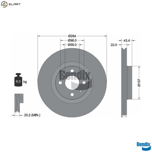 Brake disc bds1073 - 2x,