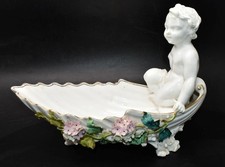 Rare 19thC Moore Bros. Antique Figural Putti Sweetmeat Dish  - Floral Detailing