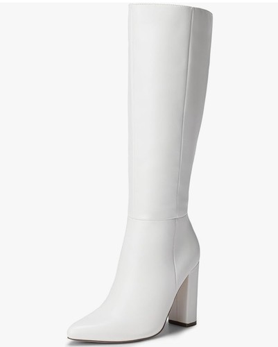 Knee high white platform - white, boots