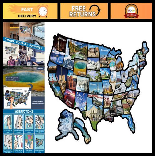 Usa travel map sticker - travel, set