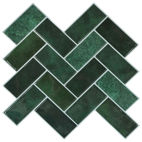 Walplus dark green herringbone - walplus,