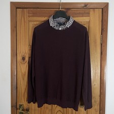 F&F Long Sleeve Mock Shirt Pullover BURGUNDY With Check Collar Size 2XL BNWOT ✅