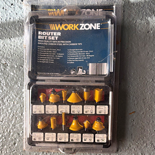 Workzone router bit set - set, 15pc