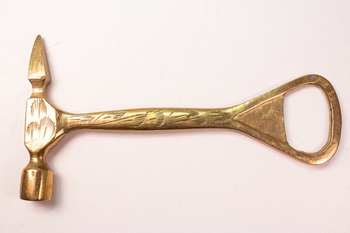 Brass toffee hammer and bottle - brass,