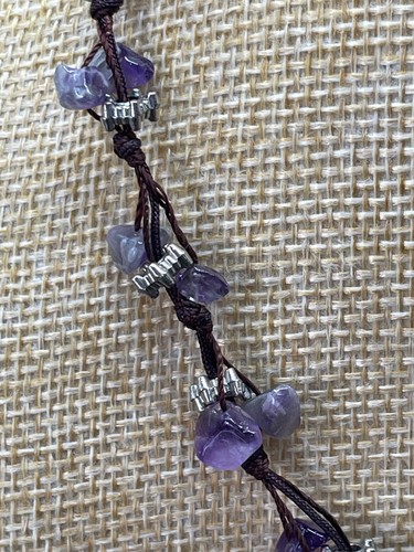 Amethyst and silver tone - , bead