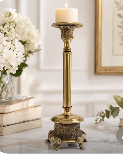 Vtg brass candlestick - brass, tall