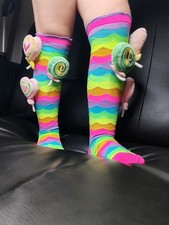Girls Crazy Funky Novelty Socks - Stretchy knee-high socks 4-8 Years