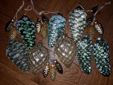 glass fir cone Christmas decorations 8 large 12 small themed tree baubles luxury
