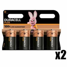 2 x Battery Pack Size of 4 Duracell Plus D Alkaline Batteries 1.5V LR20