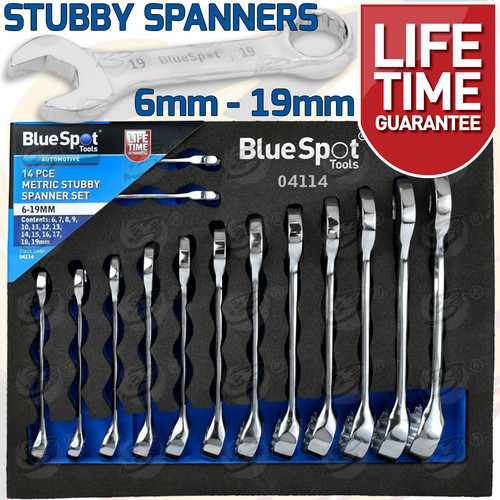Bluespot stubby spanners 14pc - spanners,