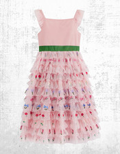 Mini Boden Girl's Embroidered Tulle Dress in Chalk Pink Flowers RRP £110