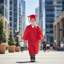 Kids Red Graduation Cap & Gown