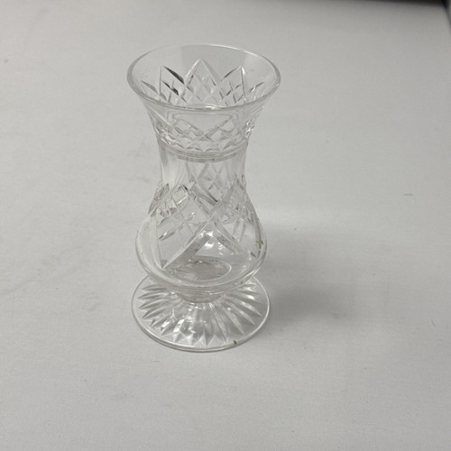 Clear glass etched vase 12cm - glass,