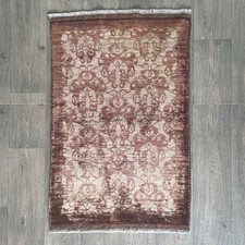 100 x 63cm Vintage Handmade Afghan Carpet Door Bath Mat Small Oriental Wool Rug