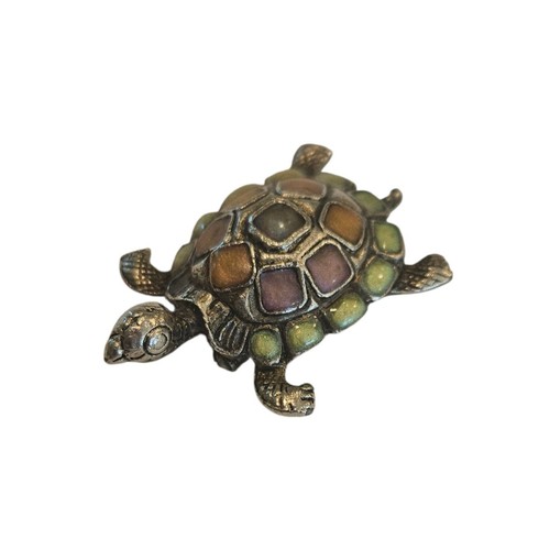 Vintage enamel turtle brooch - vintage,