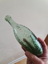 EARLY DARK AQUA J. SCHWEPPE &CO HAMILTON BOTTLE CIRCA 1840S .