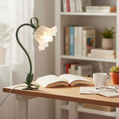 Green flower desk lamp - green,
