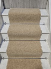 Stairs Carpet Runner 8m - 16 Stairs - 55cm Wide -  Beige - Med Pile - 80/20 Wool