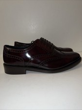 Freeman Oxford Burgundy Leather Wingtip Brogue Round Toe Lace Up Shoes Size UK 9