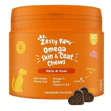 Zesty Paws Omega Skin & Coat Chews for Dogs Rich in Salmon 90 Soft Chews