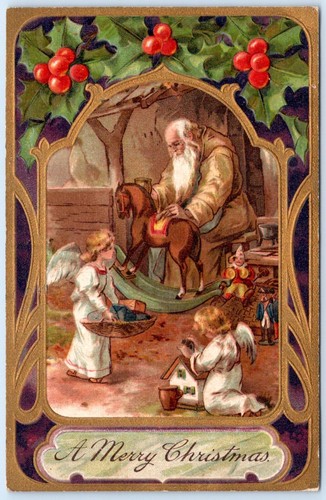 Postcard merry christmas - merry, old